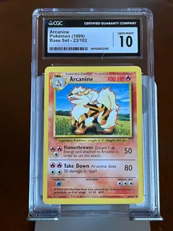 Pokemon Arcanine 23 Base Set CGC 10 Gem Mint - Image 1