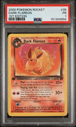 2000 POKEMON ROCKET 1ST EDITION #35 DARK FLAREON PSA 1 - Image 1