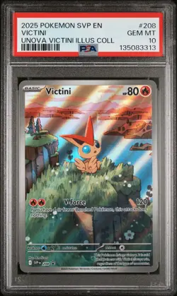2025 POKEMON SVP EN-SV BLACK STAR PROMO #208 VICTINI PSA 10 - Image 1