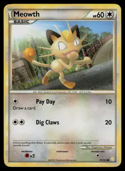 Meowth 75/123 HeartGold & SoulSilver Common Pokemon - Image 1