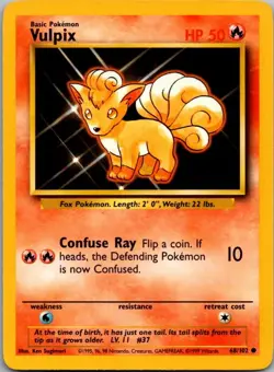 Vulpix 68/102 Common Base Set Unlimited Pokemon Lightly Played - Image 1