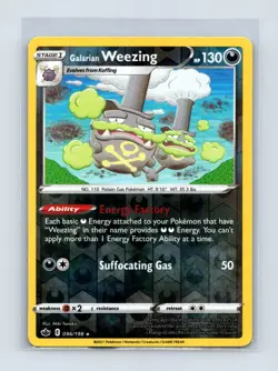 Galarian Weezing 096/198 Rare Chilling Reign Pokemon Reverse Holo Near Mint - Image 1