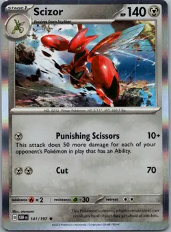 Scizor 141/197 Rare Obsidian Flames Pokemon Holo Near Mint - Image 1
