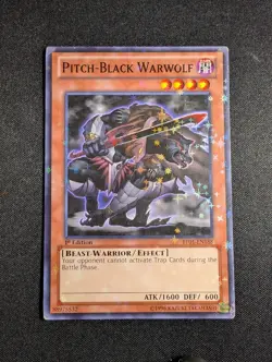 Yugioh - Pitch-Black Warwolf BP01-EN188 1st Edition Starfoil Rare MP - Image 1