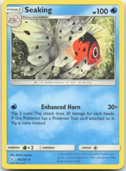 Seaking 49/214 SM - Unbroken Bonds Pokemon Card NM - Image 1