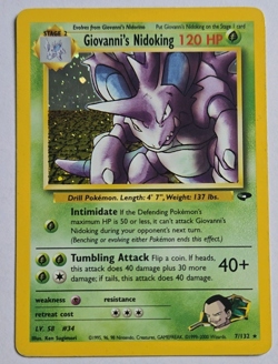 WOTC Pokemon Giovanni's Nidoking Gym Challenge Holo Rare 7/132 2000 Vintage Card - Image 1