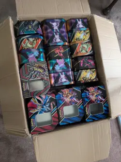 Massive Pokemon TCG Lot Of 25 40 Empty Ex Gx V Tins For Card Storage Or Reuse - Image 1