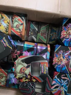 Massive Pokemon TCG Lot Of 25 40 Empty Ex Gx V Tins For Card Storage Or Reuse - Image 3