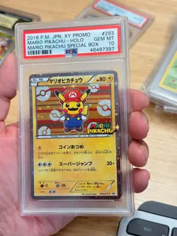 PSA 10 2016 POKEMON JAPANESE XY MARIO PIKACHU HOLO SPECIAL PROMO #293 poncho - Image 1