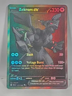 Pokemon TCG Black Bolt Zekrom EX 172/086 BWR English Freshly Pulled Rare Clean - Image 1