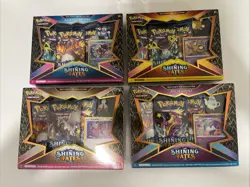 Pokemon TCG Shining Fates Mad Party Pin Collection Complete Set of 4 Boxes - Image 1