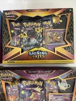 Pokemon TCG Shining Fates Mad Party Pin Collection Complete Set of 4 Boxes - Image 5