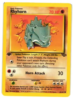 Pokemon TCG Rhyhorn 61/64 Common Jungle 1st Edition LP - Image 1