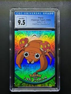 topps Pokemon TV Animation Edition Series 1 Rainbow Foil #46 Paras CGC 10 - Image 1