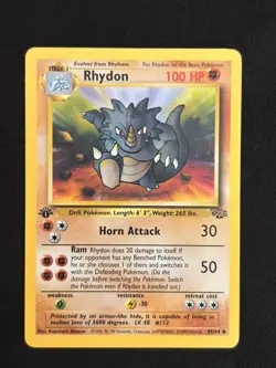 Pokemon TCG Rhydon Jungle 1st Edition Uncommon Card 45/64 LP Condition - Image 1