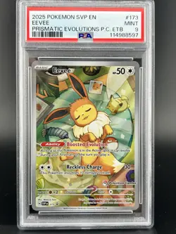 2025 Pokemon Prismatic Evolutions Pokemon Center Eevee #173 PSA 9 MINT - Image 1