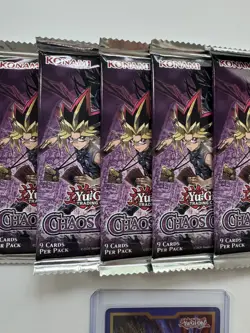 Yugioh CHAOS ORIGINS 5 Factory Sealed Booster Packs & 1 Field Center Promo - Image 2