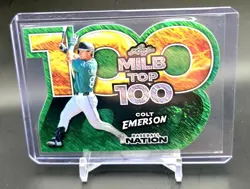 Colt Emerson 2025 Leaf MLB Top 100 Green Shimmer Crystal 1 /5 Mariners - Image 1