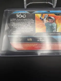 Colt Emerson 2025 Leaf MLB Top 100 Green Shimmer Crystal 1 /5 Mariners - Image 3