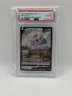 Arceus V 267/S-P Japanese Pokemon Legends Pre-Order Stamped Promo Graded PSA 10 - Image 1