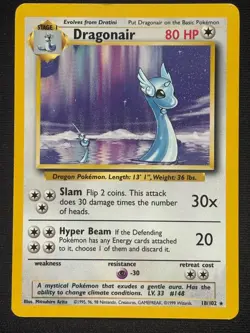 1999 Pokemon Base Set Dragonair 18/102 Rare Mitsuhiro Arita Vintage LP/NM - Image 1