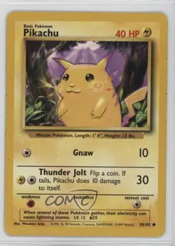 Pikachu Pokemon Base Set #58 1999 - Image 1