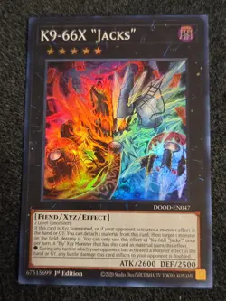 Yugioh K9 -66X "Jacks" DOOD-EN047 1st Edition Super Rare NM In Hand - Image 1