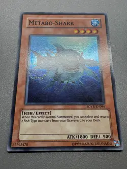 Yugioh Metabo-Shark Super Rare 1st Edition SOVR-EN086 MP Bent Corner - Image 1
