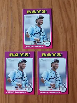 2024 Topps Heritage JUNIOR CAMINERO Rookie Card #267 - Lot of 3 - TAMPA BAY RAYS - Image 1