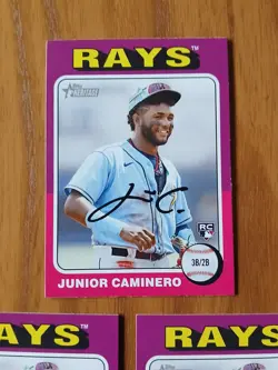 2024 Topps Heritage JUNIOR CAMINERO Rookie Card #267 - Lot of 3 - TAMPA BAY RAYS - Image 3