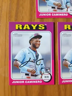 2024 Topps Heritage JUNIOR CAMINERO Rookie Card #267 - Lot of 3 - TAMPA BAY RAYS - Image 5