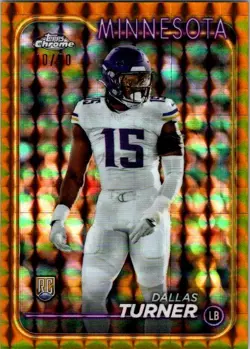 2024 Topps Chrome #221 Dallas Turner /50 Gold Geometric Refractor RC Rookie Card - Image 1