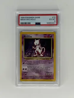 PSA 6 | 1999 Pokemon Base Set Mewtwo Holo 10/102 EX-MT | Graded Pokemon Card - Image 1