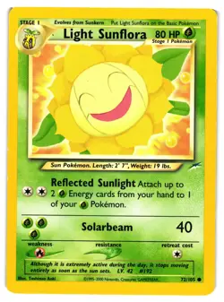 Pokemon TCG Light Sunflora Neo Destiny Card 72/105 Unlimited Common LP/MP - Image 1