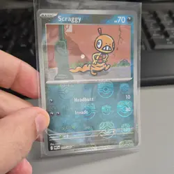 Scraggy Pokemon Card 057/086 Masterball Pattern SV White Flare NM Condition - Image 1