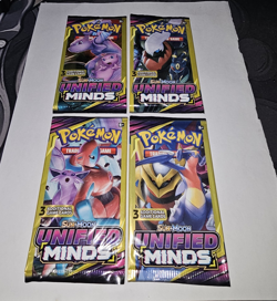 Pokemon Unified Minds Booster Packs Lot of 4 (12 Cards) Sealed English - Image 1