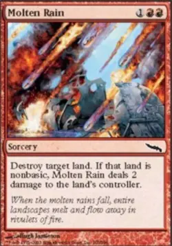 1x Molten Rain - Foil Heavy Play, English Mirrodin MTG Magic - Image 1