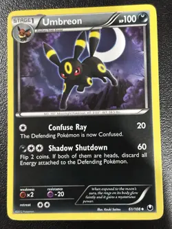 Umbreon 61/108 Pokemon Card Dark Explorers 2012 LP - Image 1