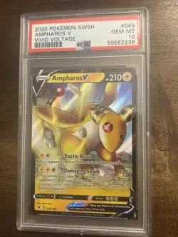 Pokemon TCG Ampharos v Holo Ultra Rare Card Vivid Voltage 049/185 PSA 10 - Image 1