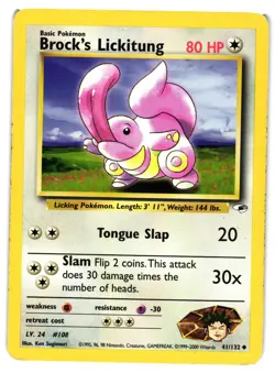 Pokemon TCG Brock's Lickitung 41/132 Uncommon Gym Heroes Unlimited HP - Image 1