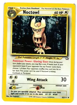 Pokemon TCG Noctowl 42/111 Neo Genesis Unlimited Regular LP - Image 1
