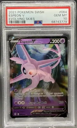 Pokemon TCG Evolving Skies Espeon V 064/203 PSA 10 - Image 1