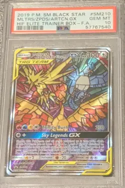 Pokemon 2019 SM Black Star Promo Moltres Zapdos Articuno GX SM210 Holo PSA 10 - Image 1