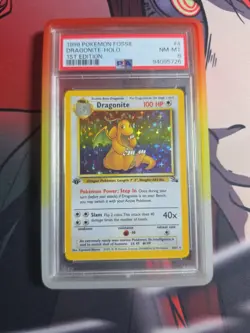 Pokemon Dragonite Holo Rare 1st Edition #4 Fossil PSA 8 - Image 1