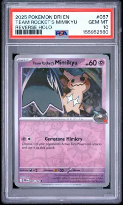 2025 POKEMON DRI EN-DESTINED RIVALS REVERSE HOLO TEAM ROCKET'S MIMIKYU PSA 10 - Image 1