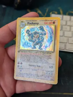 1st Edition Machamp Holo Rare Base Set WOTC 1999 MP | Pokemon TCG - Image 3