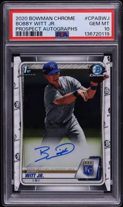 PSA 10 BOBBY WITT JR. AUTO 1st 2020 Bowman Chrome Royals Rookie RC GEM MINT - Image 1