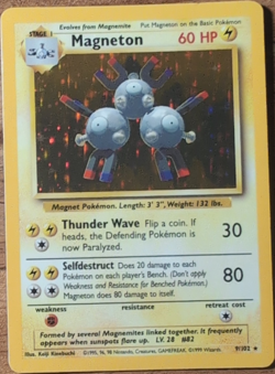 Pokemon TCG Magneton 9/102 Base Set Holo Rare Unlimited 1999 English 60 HP - Image 1