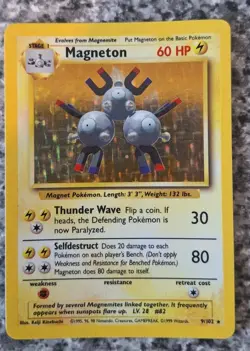 Pokemon Cards Magneton Base Set 9/102 Holo Rare MP Pokemon TCG WOTC Vintage 1999 - Image 1