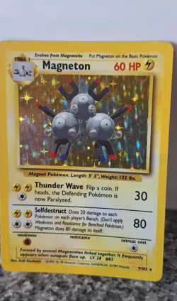 Pokemon Cards Magneton Base Set 9/102 Holo Rare MP Pokemon TCG WOTC Vintage 1999 - Image 3